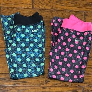 Nike Blue and Pink Polka Dot Leggings Set
